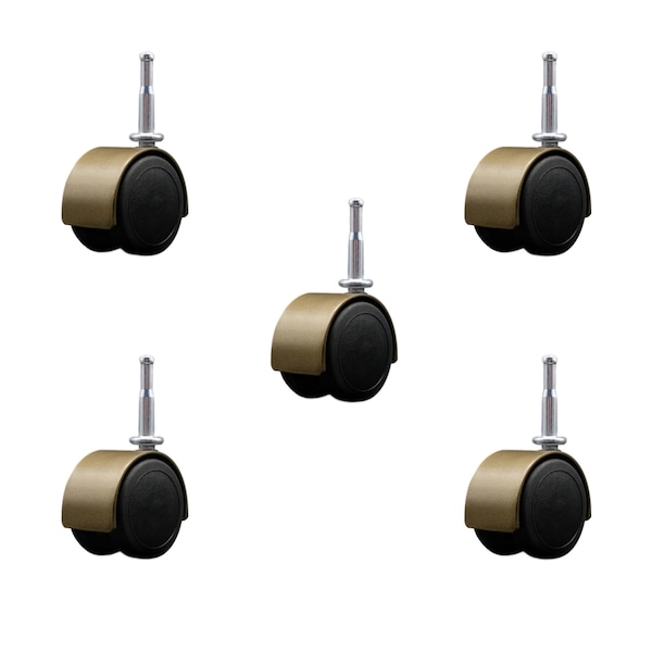 2'' Floor Safe Antique Hooded Twin Wheel Caster Grip Neck Stem, 5PK